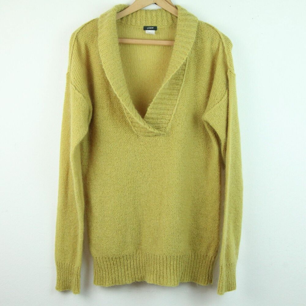J Crew Women's Medium Shawl Collar Pullover Sweater Mohair Y2K Preppy Grunge